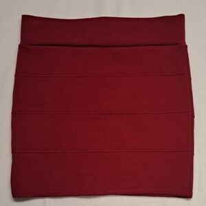 Love Culture Red Knit Mini Skirt Stretch Bodycon Form Fitted S